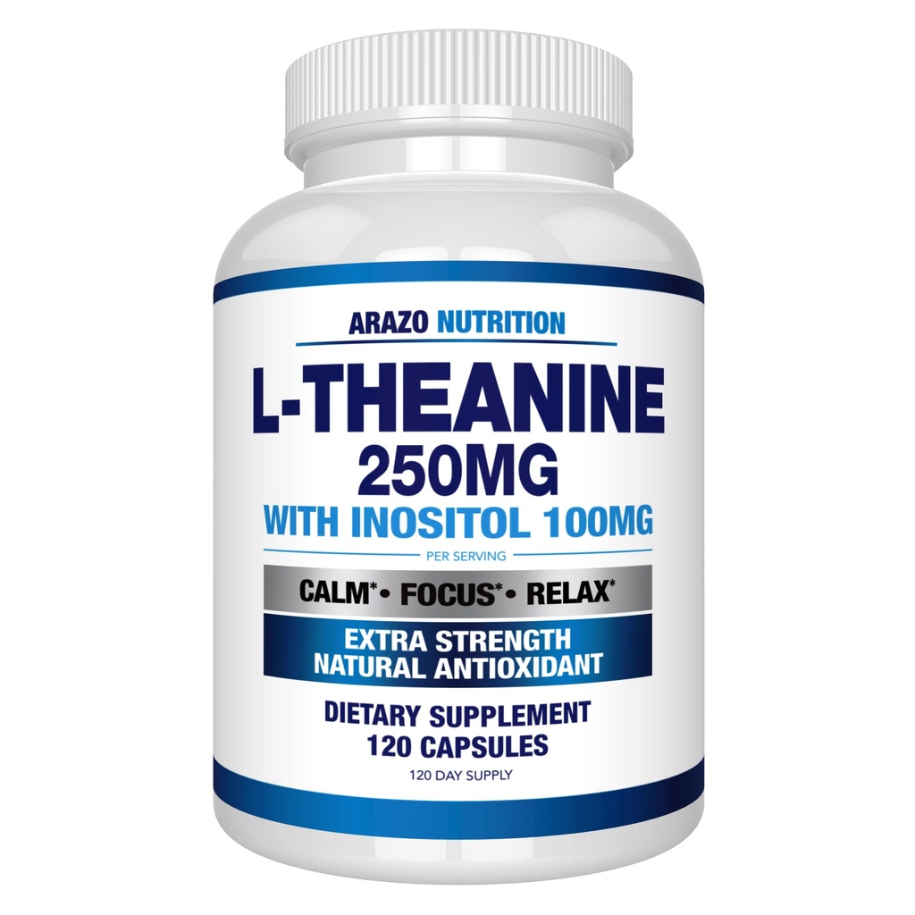 Arazo Nutrition L- Theanine 250 mg (Extra Sila) s Inozitol 100 mg, 120 kapsúl Vegetariánom