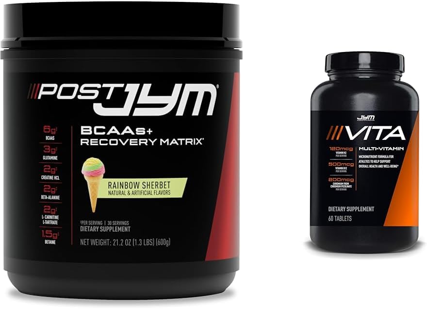 Post JYM Active Matrix Post-Workout s BCAA, glutamínom a viac Rainbow Sherbert Flavor + Vita JYM Athlete je multivitamín s viac ako 25 kľúčových zložiek 60 tabliet