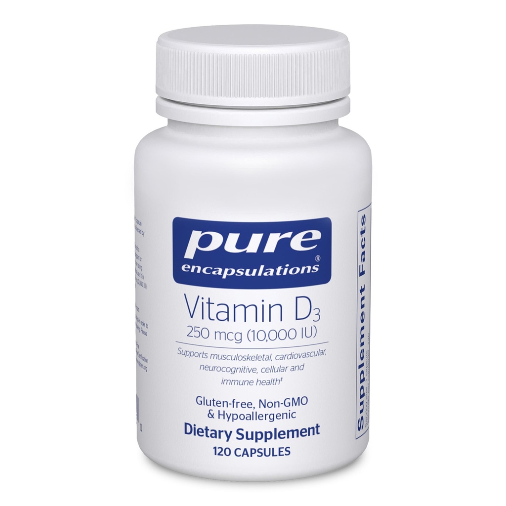 Pure Encapsulations Vitamin D3 250 μg (10 000 IU) - Supplement to Support Bone, Joint, Marth, Heart, Colon & Immune Health - with Premium Vitamin D - 120 Kapsule