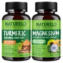 NATURELO Tumeric Curcumin, Plant Based Joint Support, Magnézium Glycinate, 200 mg Magnézium - Bez lepku, Non GMO - 120 Kapsule