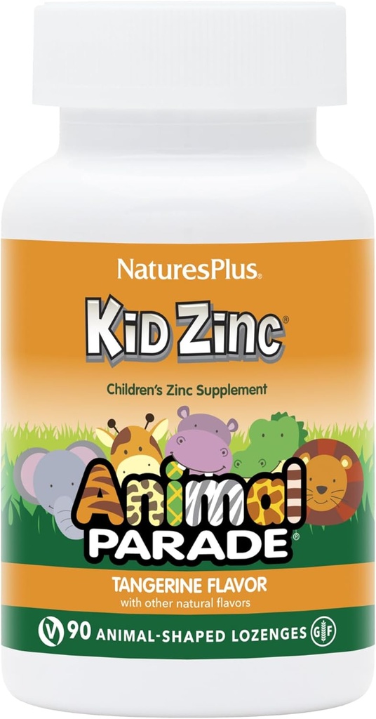 NaturesPlus Animal Parade KidZinc, Tangerine Flavor - 90 Animal-Shaped Lozenges, Balenie 3 - Organicky oneskorený zinok - Vegan, Gluten Free - 270 Celkovo Servings