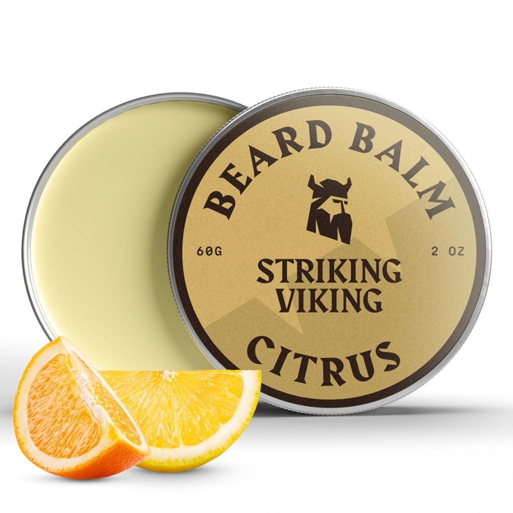 Striking Viking Brada Balm pre mužov - Leave in Beard Conditioner - Styling Balm Vyrobené s prírodne odvodené Beard Butter, Argan & Jojoba Oils (2 Ounce (Pack of 1), Citrus)