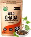 Organické Chaga Huby Powder - Jemný prášok na výrobu čaju Chaga pre imunitnú obranu a viac energie, Organické Chaga je Wild Grown a Trvalo udržateľný zber v Európe, Certified USDA Organic, 100 porcií