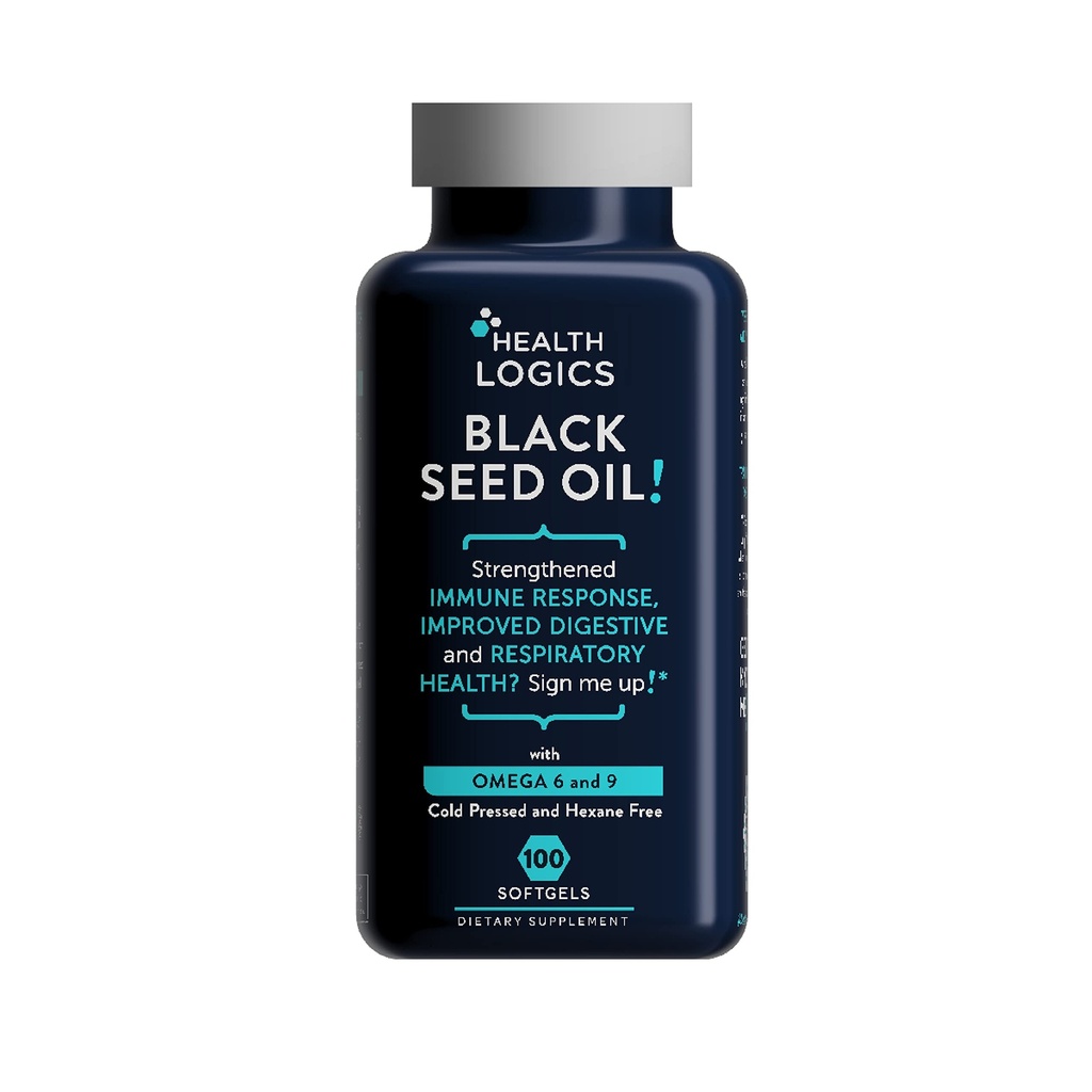 Health Logics Black Seed Oil, Cold Pressed, Rich Zdroj Omega 6 & 9 Essential Mastné kyseliny, z Nigella Sativa (100 Soft Gel Kapsule)