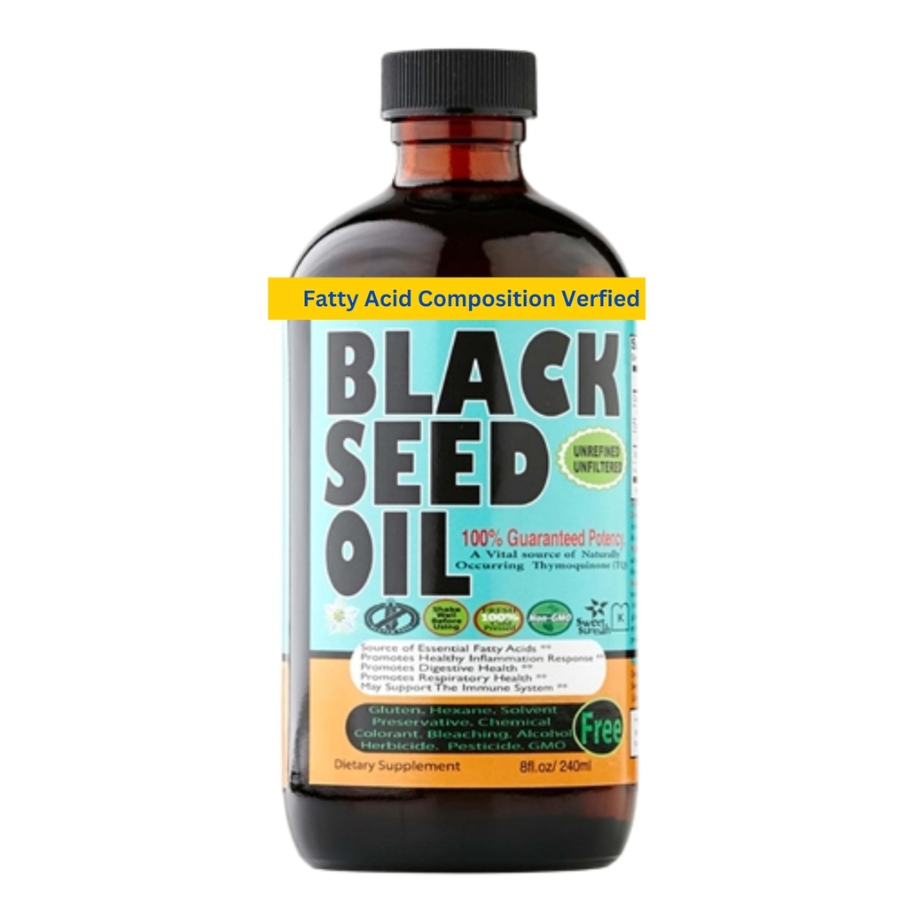 Čierny olej zo semien 8 Oz - Premium Nigella Sativa studená turecká čierna rasca olej - vysoká sila 3X Thymochinón - Prírodná podpora - Super Food