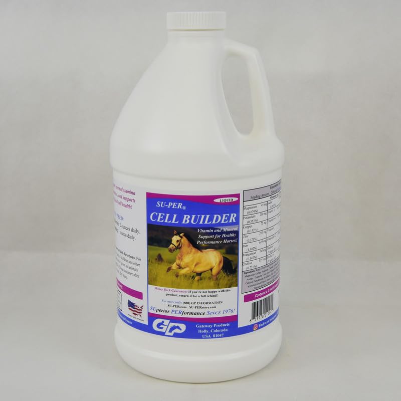 SU-PER Cell Builder Horse Supplement - High Iron Vitamín Minerálne Equine Blood Builder Tekutina pre výkon koní - 1/2 Gallon