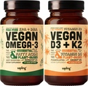 Vegan Omega 3 & Vegan vitamín D3 + K2 doplnok Bundle - Rastlinné DHA a EPA mastné kyseliny, 4000 IU vitamín D3 a 100 μg vitamín K2 ako Mk7