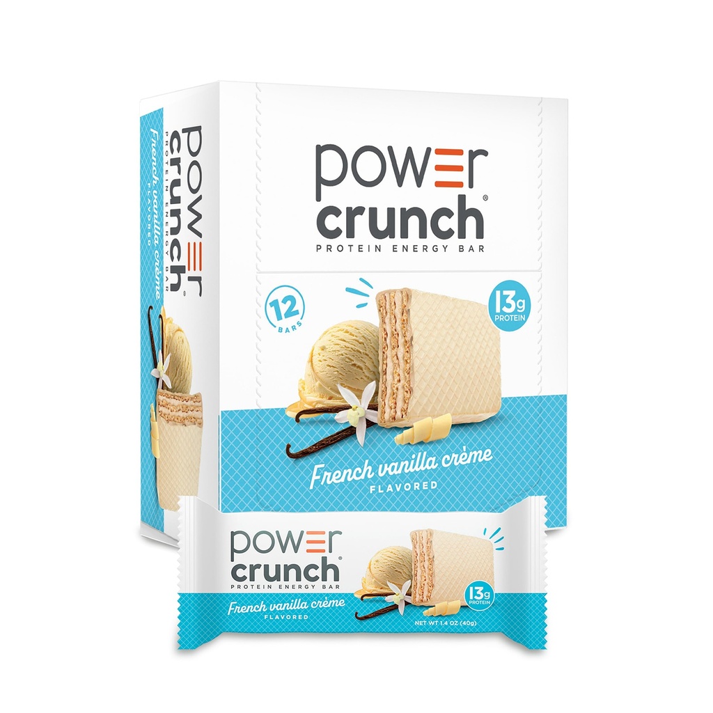 Power Crunch Protein Wafer Bars, High Protein Snacks s lahodnou chuťou, Francúzska Vanilla Creme, 1,4 Ounce (12 Počet)
