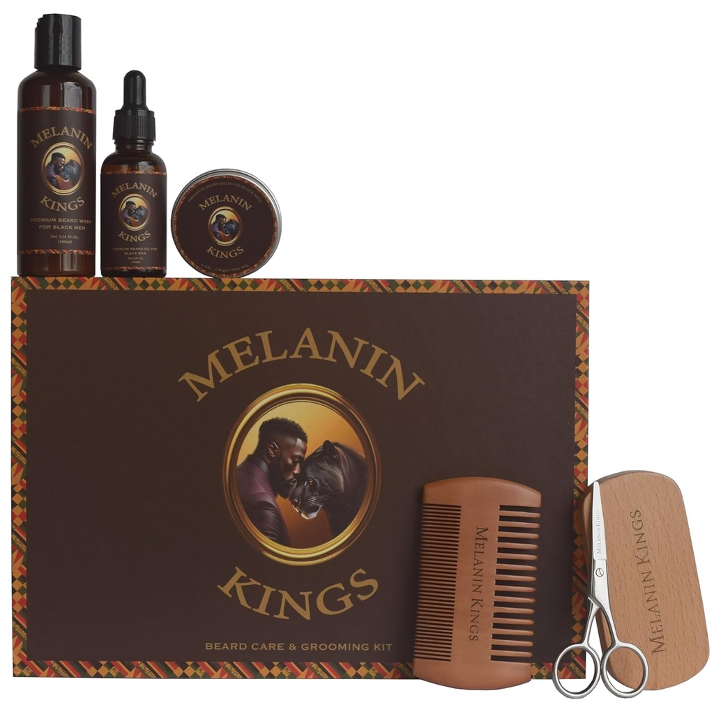 Melanin Kings Brad Grooming Kit pre mužov - Vzorce s starovekými africkými prírodnými zložkami 