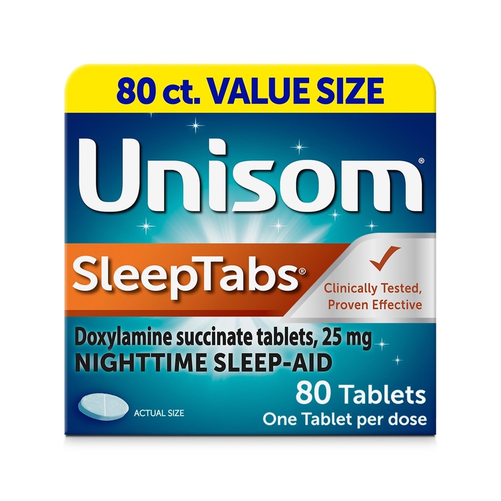 Unizom SleepTabs, Nočný spánok, Doxylamín Sukcinát, 80 tabliet