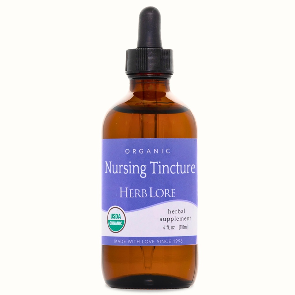 Herb Lore Organic Nursing Tinture - Tekutá Laktácia Podpora Kvapky na zvýšenie materského mlieka Supplement s Moringa a Fenikel - Fenugreek Free Dojčenie Supplement (4 fl oz)