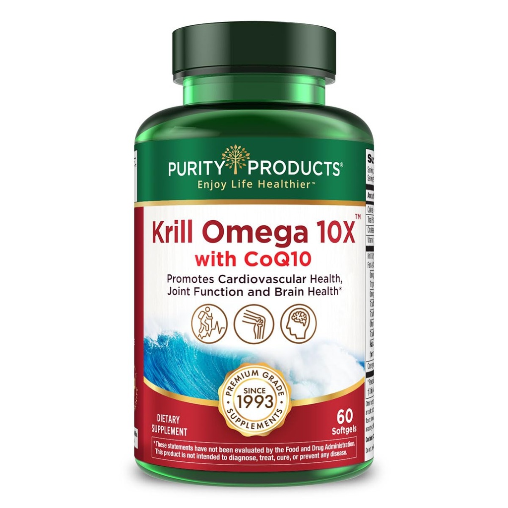 Krill Omega 10X viac EPA & DHA s CoQ10 Super Formula z produktov čistoty. 60 GELS