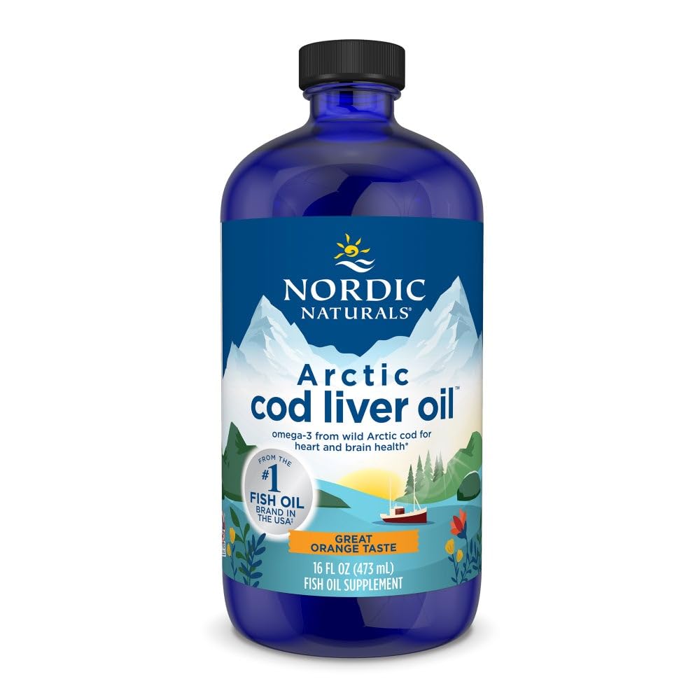 Nordic Naturals Arctic Cod Liver Oil, Orange - 16 oz - 1060 mg Total Omega-3s with EPA & DHA - Heart & Brain Health, Healthy Imunity, Celková Wellness - Non-GMO - 96 Servings