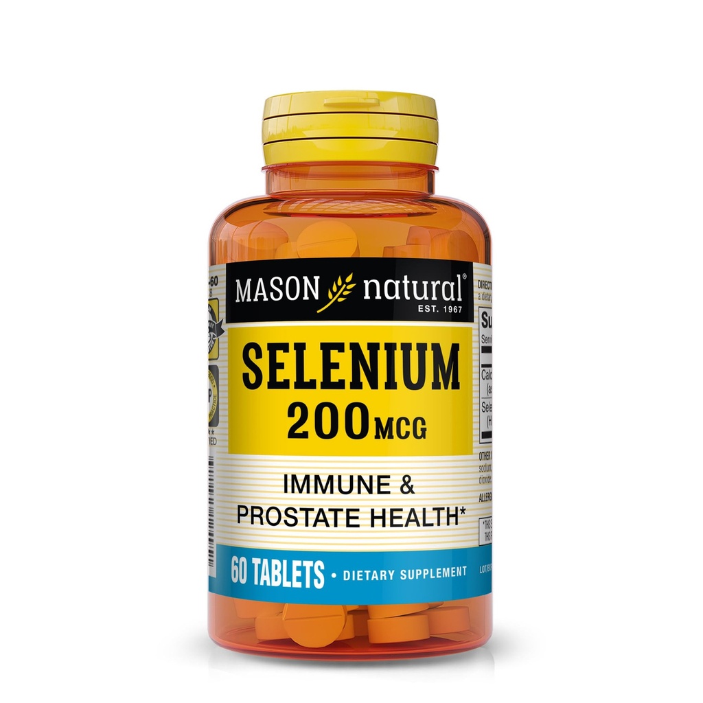 Mason Natural Selénium 200 mcg - Antioxidant Supplement for Immune Support & Prostate Health, Essential Trace Mineral, 60 tabliet