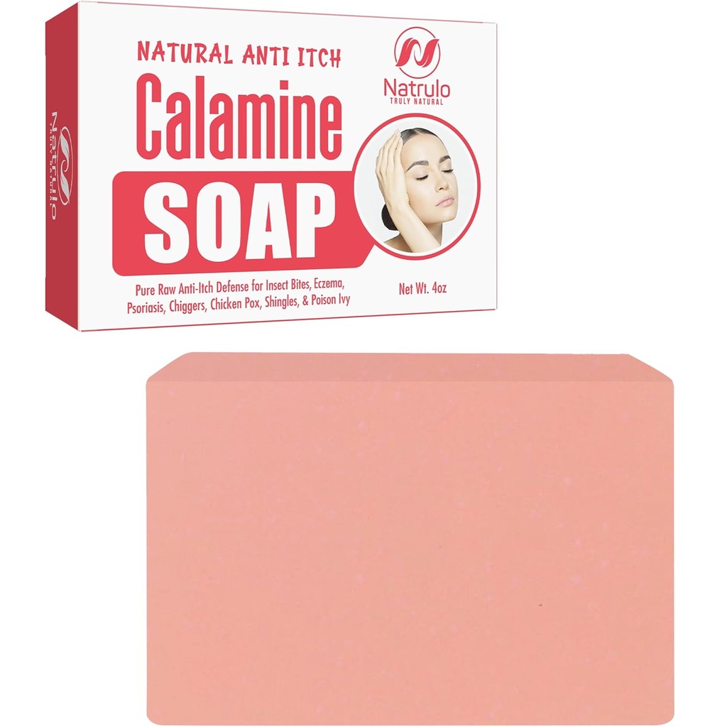 Prírodné rýchlo pôsobiaci svrbenie Relief Mydlo Bar - upokojujúce Calamine Mydlo pre svrbenie kože, hmyz Bite, Ekzém, Ivy vyrážka, kuracie kiahne - Pure Raw Anti-svrbenie obrany Čistenie kože - Vyrobené v USA