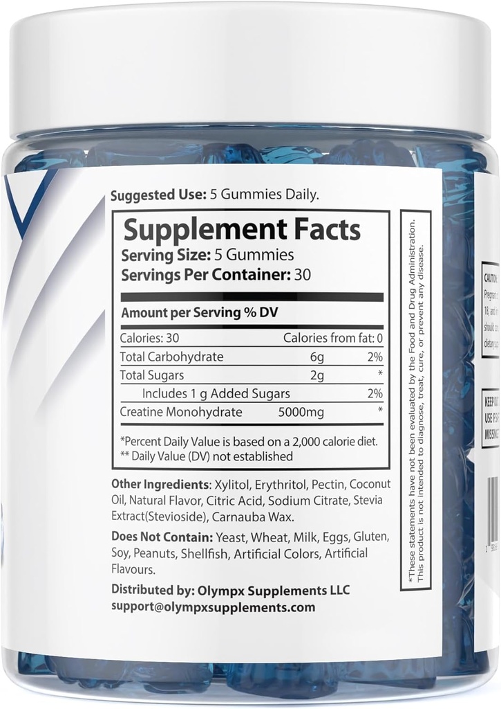 Monohydrát kreatínu Gummies - 30 Servings, 5g per Serving, Blueberry (150 počet)