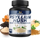 BMVINVOL Psyllium Husk Kapsule Fiber Supplement with Fenugreek, Turmeric, Ginger, Black Pepper - Podpora Tráviaci systém, Intestinálne zdravie - 240 Počet za 4 mesiace Zásobovanie