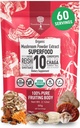 Organické Huba prášok extrakt -Superfood 10 dodatok 14x Silnejší 100% Pure USDA Imunity Booster- Reishi, Chaga, Cordyceps, Shiitake, Lions Mane, Turecko chvost a ďalšie. Pridať do kávy/Tea 60 Grams