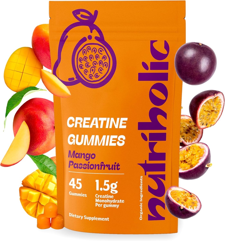 Monohydrát kreatínu Gummy pre mužov a ženy - ľahko sa dá zjesť, Vegan, Gluten-free, non-GMO, 1,5 g kreatínu na Gummy - 45ct (45 gróf, Mango Passionfruit)
