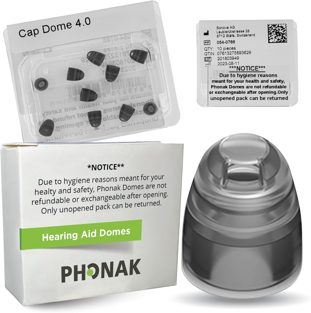 Phonak Cap 4.0 Dome XSmall (0,18 palcov=4.5 mm) -Genuine OEM Švajčiarsko Náhrada Sonova, Sluchová pomôcka Domes pre veľmi úzke veľkosti ucha- 1 balenie / 10 Domes celkom