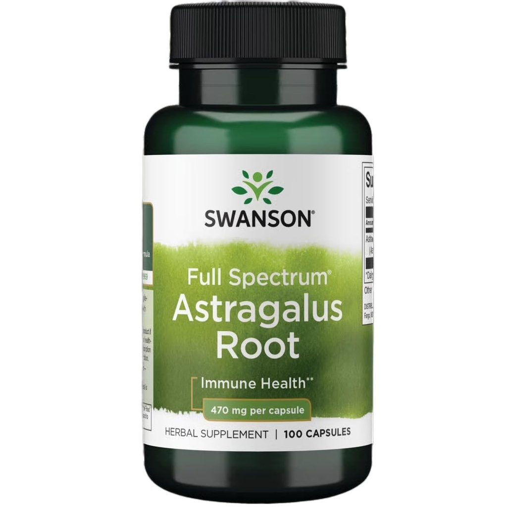 Swanson Astragalus Root - Bylinný doplnok Podpora imunitného systému - Prírodná formula podporujúce srdce a zdravie pečene - (100 kapsúl, 470mg Každý)