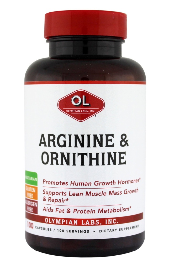 Olympian Labs Arginine, 500mg & Ornitín, 250mg
