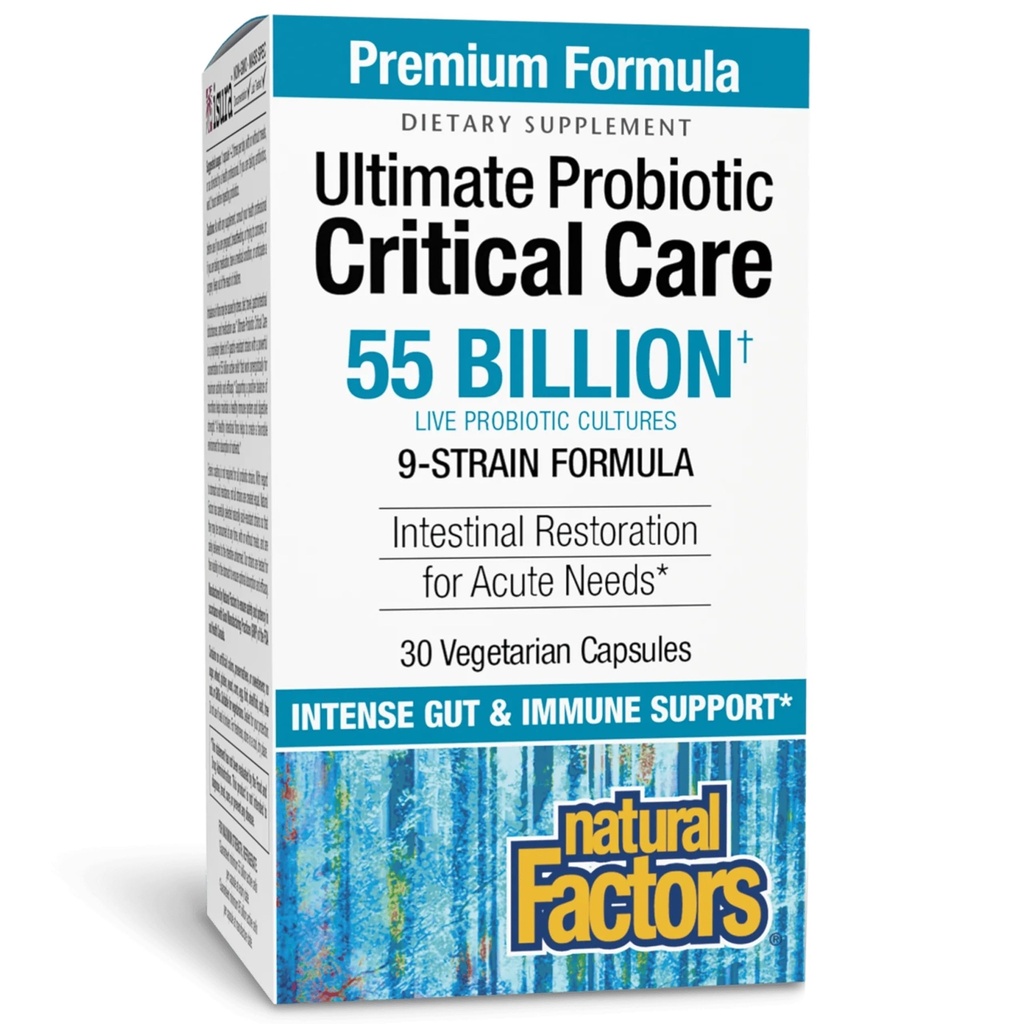 Prírodné faktory Ultimate Probiotic Critical Care, podporuje intestinálnu obnovu, 9 kmeňov, 55 miliárd CFU