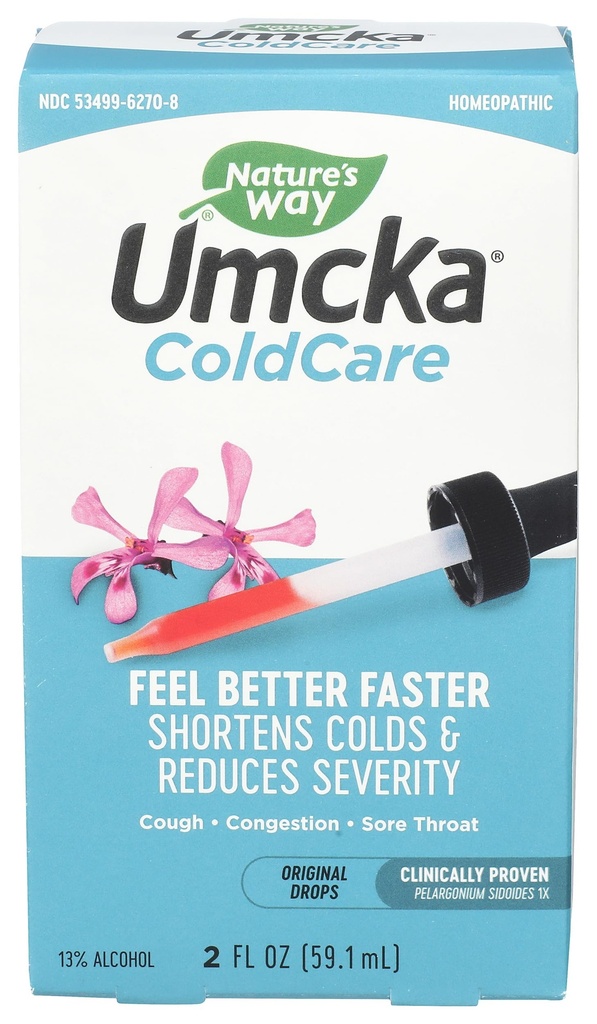 Nature's Way Umcka ColdCare Homeopatické, Shortens Colds, Worre Throat, Kašeľ a kongescia, Fenylefrín bez, non-Drowsy, 2 Fl. Oz. kvapky