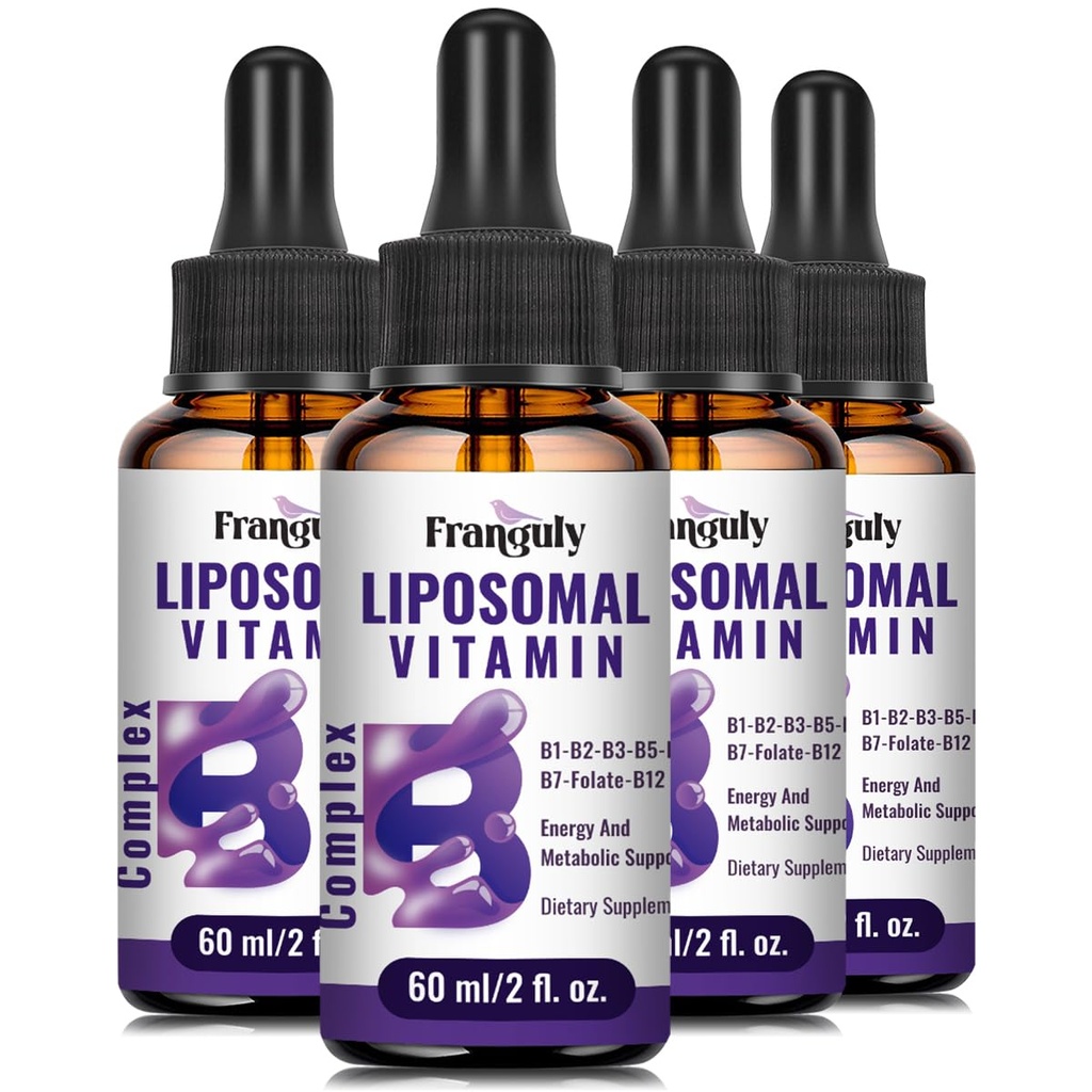 Lipozomálny vitamín B komplex Tekutý Sublingválny B komplex Vitamíny Doplnok pre ženy Muži Zlepšenie absorpcie Metylovaný B12,B1,B2,B3,B5,B6,Folát,Biotín pre energiu a imunitnú podporu-8.0 oz