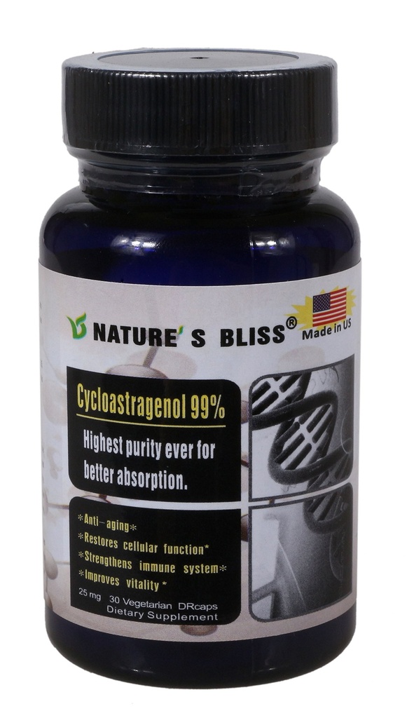 Nature'sbliss Cycloastragenol 25mg 99%,Telemere Doplnky, Astragalus Root Extract, Anti Aging Supplement, Made in USA, Imunity Boost, Žalúdočné kyseliny Chránené, Super Absorpcia, 30 Kapsule