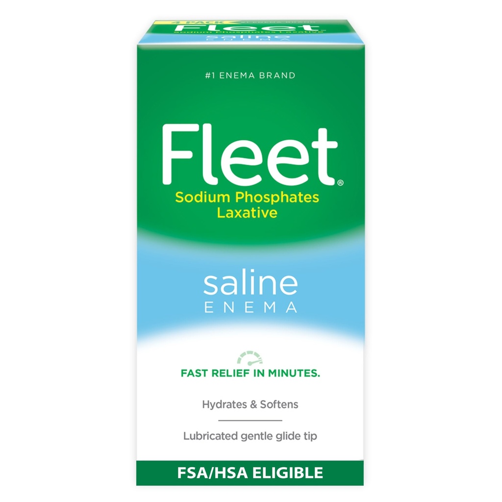 Fleet Laxative Saline Enema pre dospelých Zápcha, 4,5 fl oz, 4 fľaše