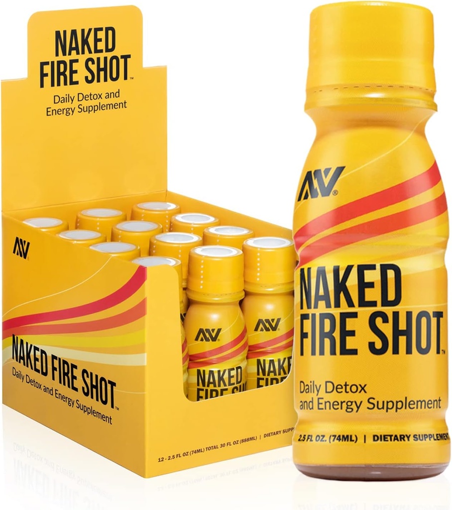 NAKED výživa Nahý požiarny shot - prírodné energie Shots, Zázvor Root, Raw Apple Cider Ocogar, Organic Ginseng & Ashwagandha, Detox, Energy Wellness Shots - 2.5Oz, 12 Balenie
