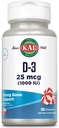 KAL vitamín D3 1000 IU 25 μg, vitamín D žuvačky, vstrebávanie vápnika, zdravie kostí a imunitná podpora doplnok, prírodná mäta mäty, sladené s Xylitolom, 100 porcií, 100 žuvačiek