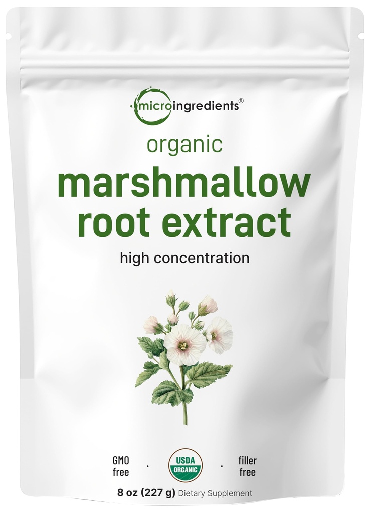 Micro Ingrediencie Organické Marshmallow Root Powder, 8 Ounce, Filler zadarmo a tradične používané, podporuje tráviace zdravie, non-Ir vyžarované a žiadne GMO, Vegan priateľsky