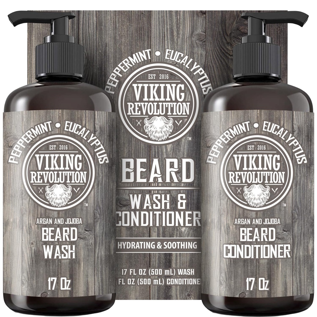 Viking Revolution Beard Wash & Conditioner Set w/Argan & Jojobové oleje 