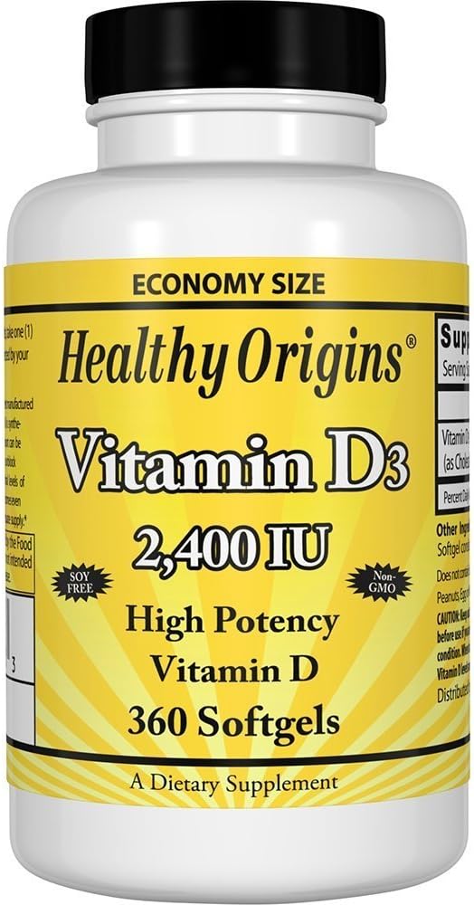 Zdravý pôvod vitamín D3, 2400iu, 360 Sgel