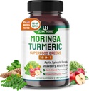 Superfood Greens 18 IN 1 - s ovocím a zeleninou a bylinami - Moringa, lucerna, jablko, spinach, banán, jahodová- boost energia, imunita a zdravie Gut (150-dňový zásoba 1)