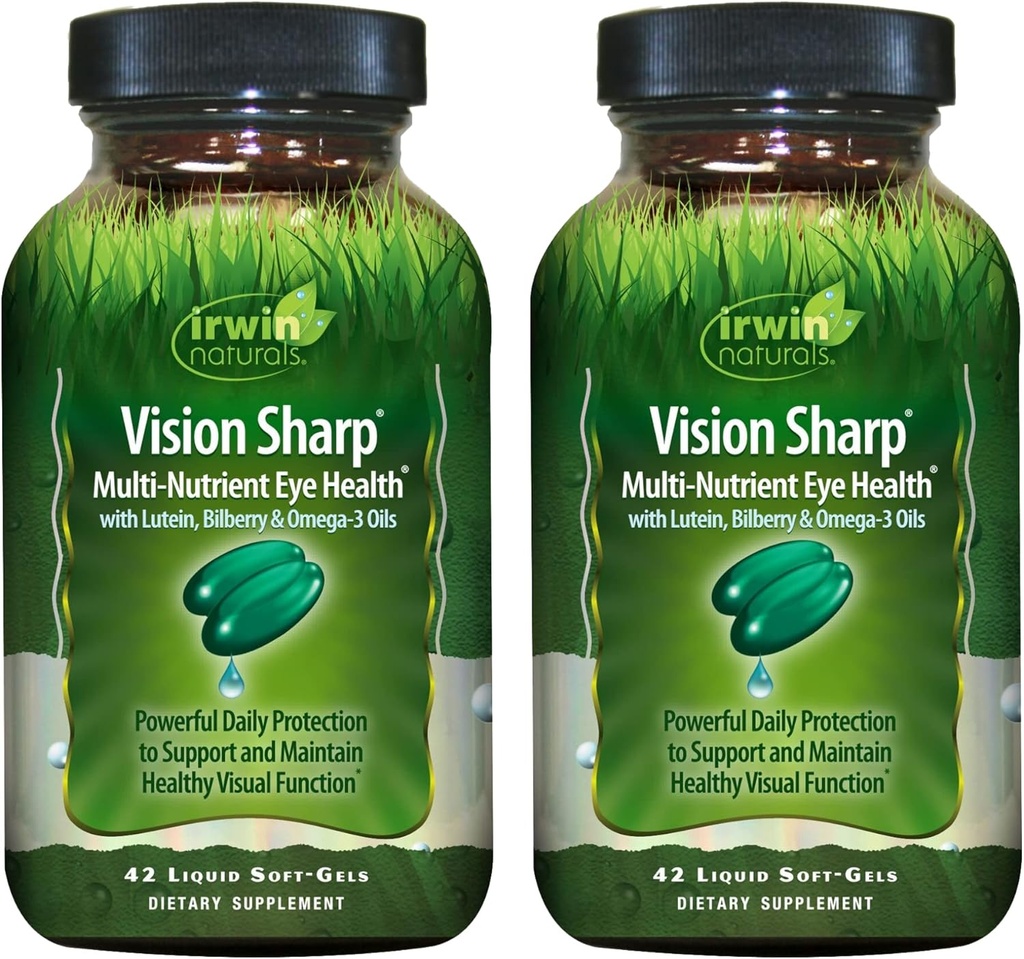 Irwin Naturals Vision Sharp Multi-Nutrient Eye Health - 42 Liquid Soft-Gels, balenie 2 - s lutein, čučoriedky a Omega-3s - 42 Celkom služby