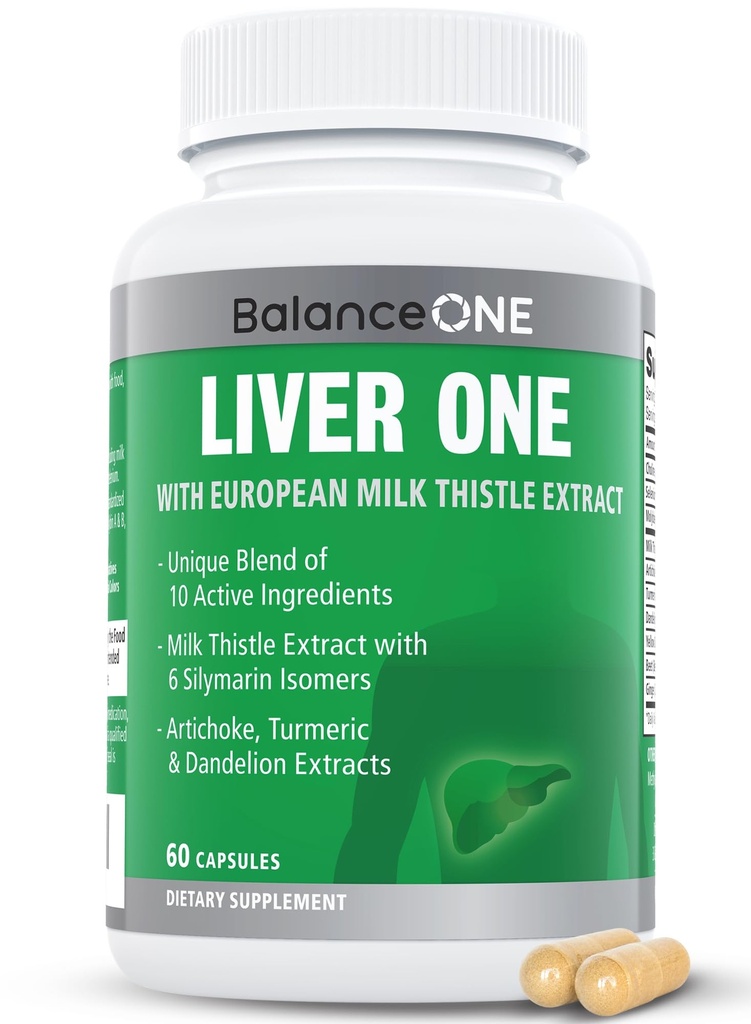 Balance ONE Liver Support Supplement with Milk Thitle Extract, Púpava Root & chrupavka 