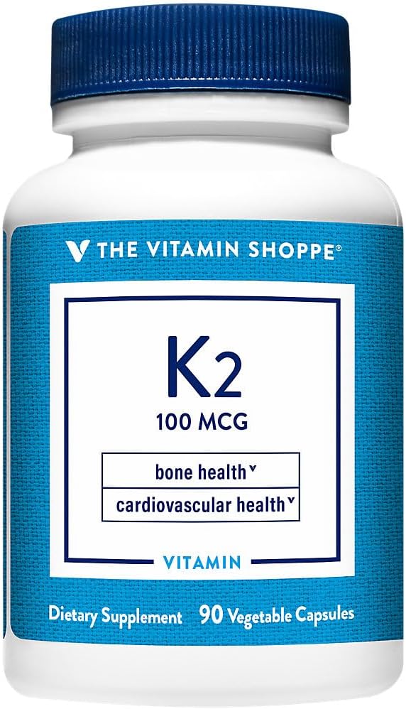 Vitamín Shoppe Vitamín K2-100 MCG (90 Vegetariánskych kapsúl)