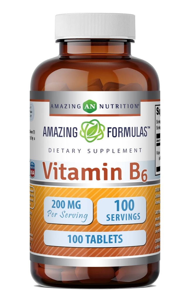 Amazing Formules Vitamín B6 Pyridoxín 200 mg 100 Tablety Doplnok 