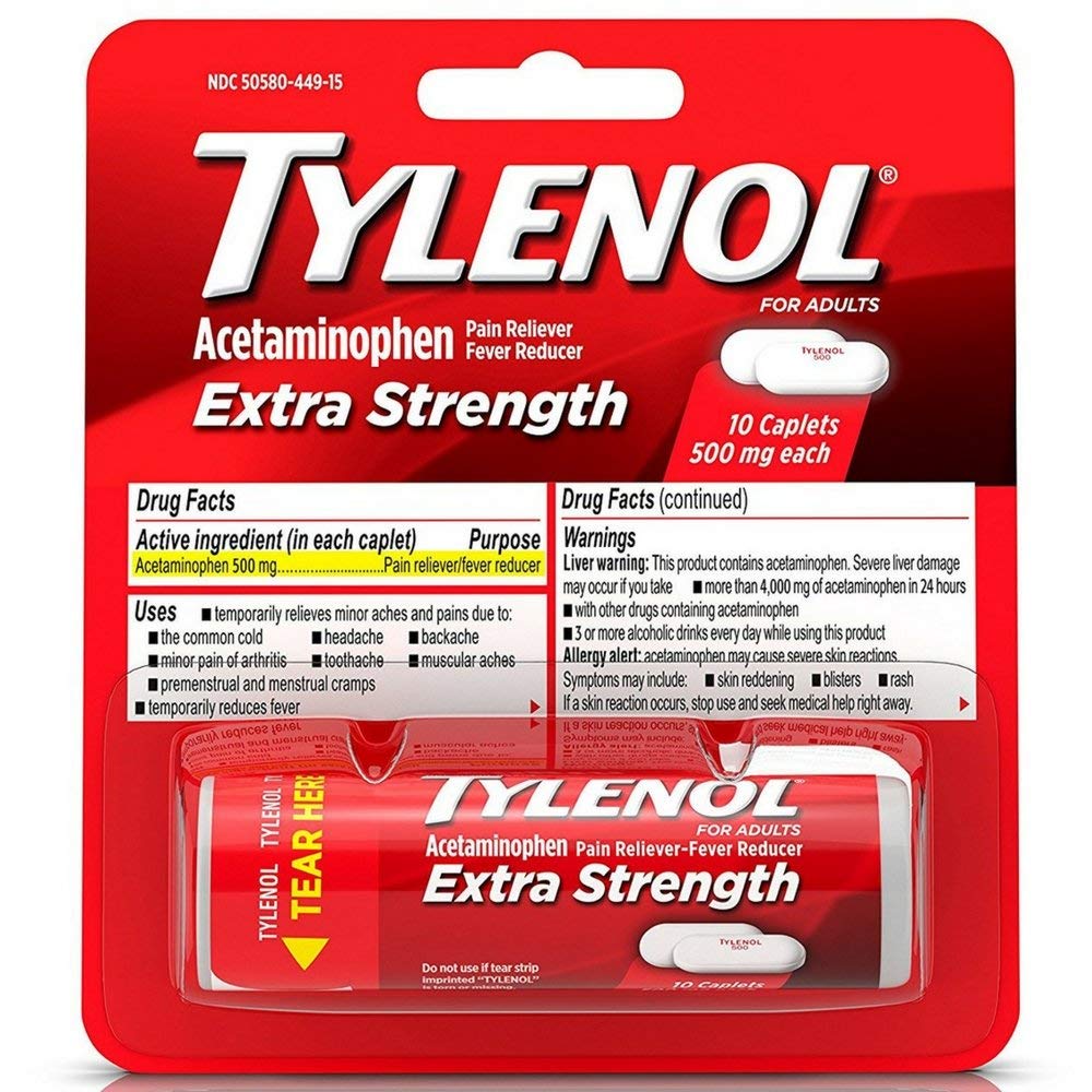 TYLENOL Extra sila Caplets 10 ea (dávka 6)