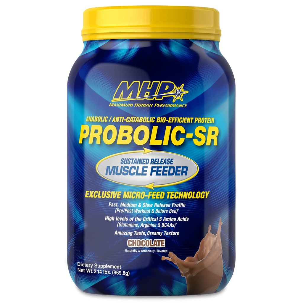 Maximum Human Performance Probolic-SR Protein Powder, 24g Protein, BCAAs, Glutamín, Arginín, Pre-Workout, Post-Workout, Nighttime Protein, 2lbs, 26 Servings, Čokoláda