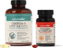 NatureWise 1000mg Omega 3 600mg EPA 400mg DHA s vitamínom E 180ct & Vitamín B komplex pre celulárne energie 60 Softgels[2-Month]