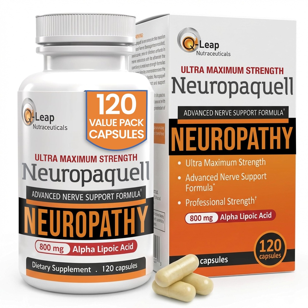 Platinum Health Alpha Lipoic Acid for Neuropathy Nerve Pain Support, Supplement, B Vitamíny, L Arginine, All Natural maximum Strength Neuropaquell for Discomfort in Feet, Hand, Toes, 120 Kapsule, 800mg