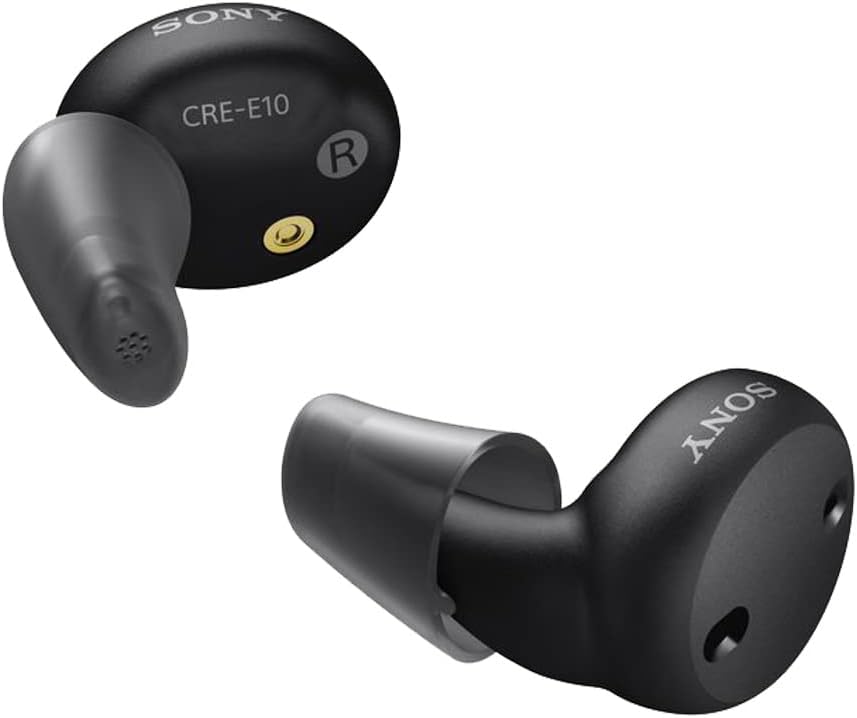 Sony CRE-E10 Self-Fiting OTC sluchové pomôcky pre miernu až stredne ťažkú sluchovú stratu, na predpis-rade kvalita zvuku, pohodlné Earbud Design, Bluetooth povolené pre iOS, a nabíjateľné batérie, čierna