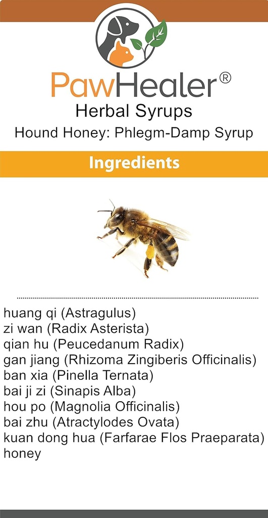 PawHealer Phlegm Damp Kašeľ Sirup: Hound Honey® - (5 fl oz) Prírodné Bylinné Remedy pre príznaky mokrého kašľa - Chutí dobre - jednoduché podanie