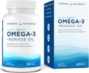 Nordic Naturals Nordic Beauty Omega-3 + Borage Oil, Natural Lemon-Flaured - 60 mäkké gély - Rybí olej doplnok pre zdravie a hydratáciu kože - Non-GMO - 30 porcií