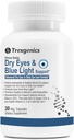 Trexgenics Dry Eyes & Blue Light Support Once Daily Vegetariánska formula s luteinom 10 mg, Zeaxantin 2mg, Čučoriedka, Ginkgo, píniová kôra, vitamín C, zinok a vitamín A (30 Veg Kapsule)