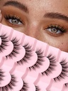 Lashes Natural Cat Eye Lashes Wispy Eye riasy 15 mm Falošné riasy Wispy Lashes 3D Objemové pásmo riasy Tenký bavlnený pás Soft Falošné riasy False Lashes Pack 7 Pairs Siligli